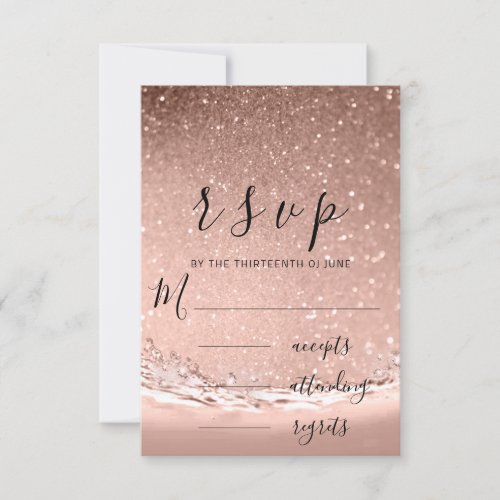 RSVP Ocean Rose Gold Waves Beach Wedding