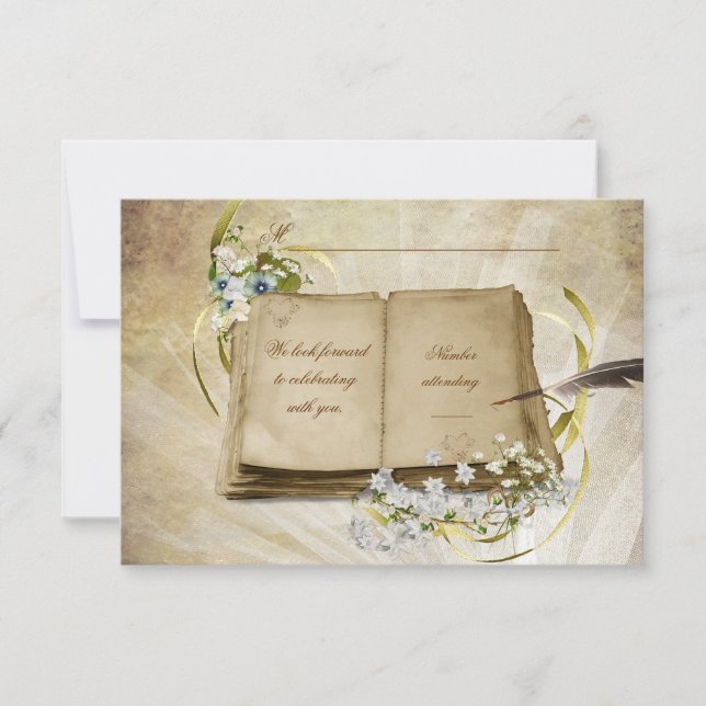 RSVP- Old Wedding Book RSVP Card (Front)