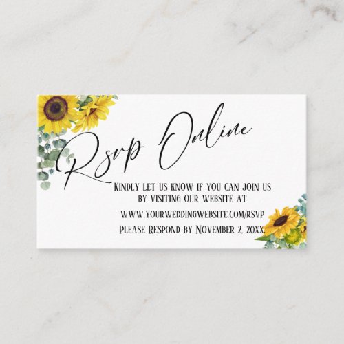 RSVP Online Handwriting Sunflower  Eucalyptus Enclosure Card