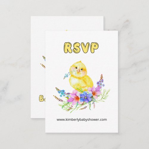 RSVP Online Little Chick Baby Shower Website  Enclosure Card
