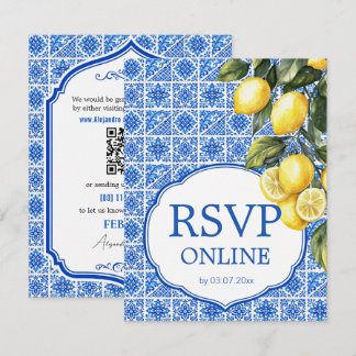 🌈 RSVP Online + QR Azul & Limone Romance Card