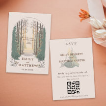 RSVP online QR Code Simple Elegant Rustic Forest