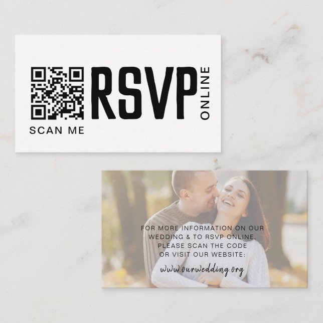 RSVP Online QR code Wedding Website Enclosure Note Card (Front/Back)