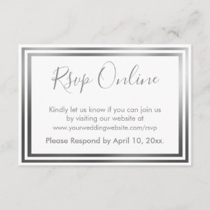 RSVP Online Simple Elegant Silver Tone and White Enclosure Card