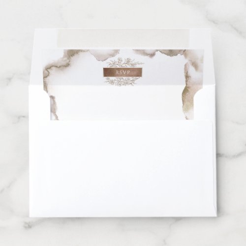 RSVP or Thank You  Earth Tones Watercolor Stains Envelope Liner