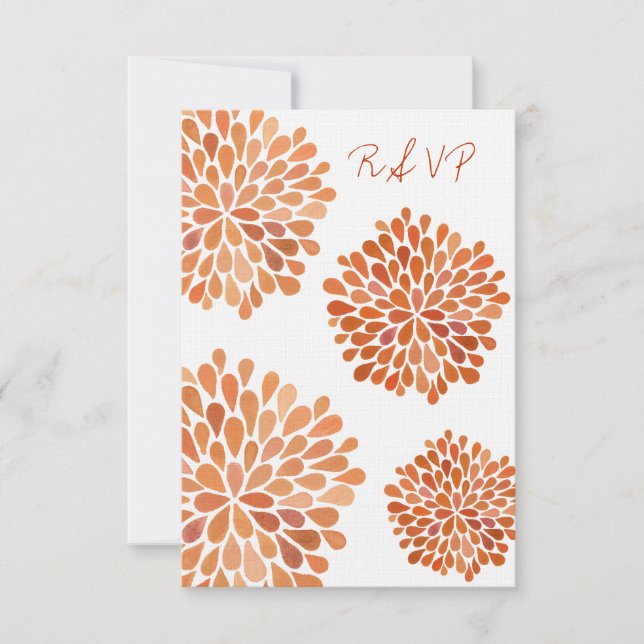 RSVP Orange Autumn Floral Blooms Wedding Card (Front)