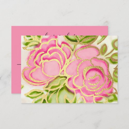 RSVP Painted Watercolor Pink Roses Invitation