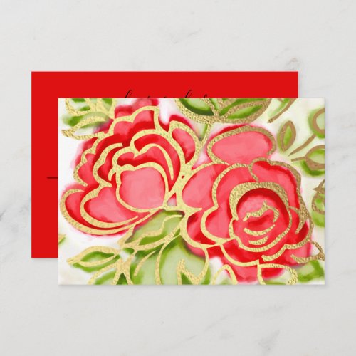 RSVP Painted Watercolor Red Roses Invitation