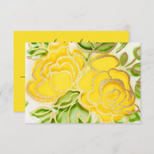 RSVP Painted Watercolor Yellow Roses Invitation