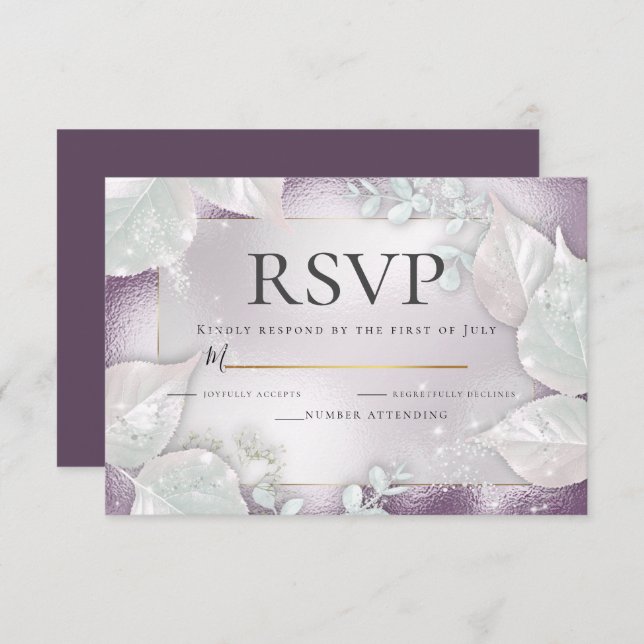 RSVP | Pale Eggplant Pearl Shimmer Invitation (Front/Back)