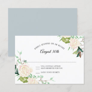 RSVP Pale Elegant Watercolor Art Floral Ivory Rose Invitation