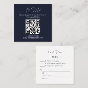 RSVP Party Double Sided QR Code or Mail Square Business Card