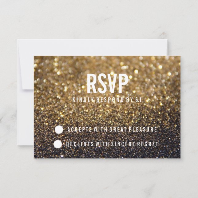 RSVP Party Invite | Gold Lit Nite Fab (Front)