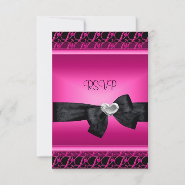 RSVP Party Silver Heart Pink Black (Front)