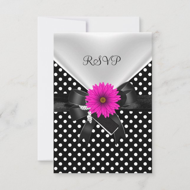 RSVP Party Spot Polka Dot  Black White Pink (Front)
