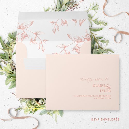 RSVP Peach Elegant Modern and Formal Floral Envelope