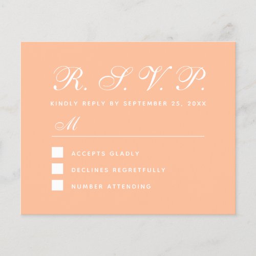 RSVP Peach Simple Budget Wedding Enclosure Card