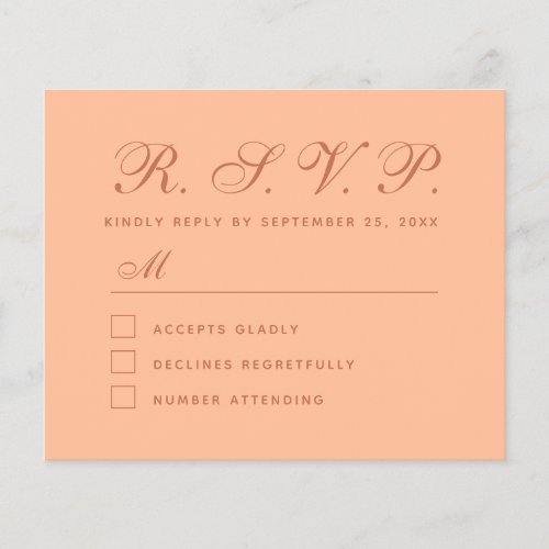 RSVP Peach Terracotta Budget Wedding Response Card