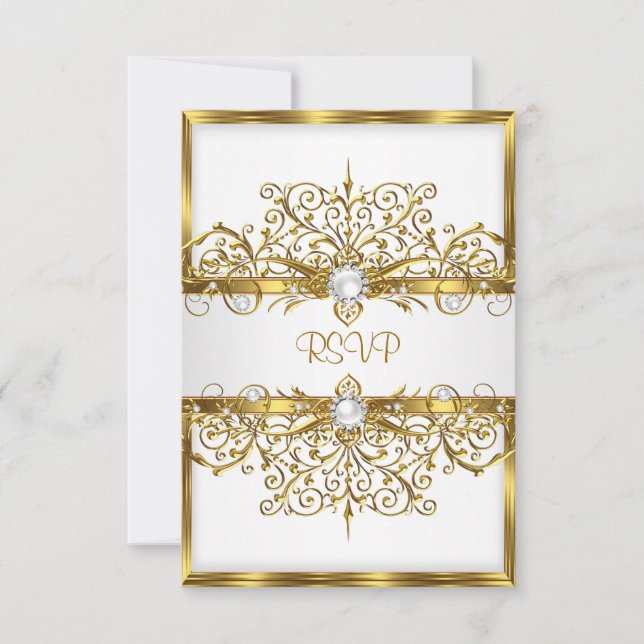 RSVP Pearls White Gold Elegant Birthday Party (Front)