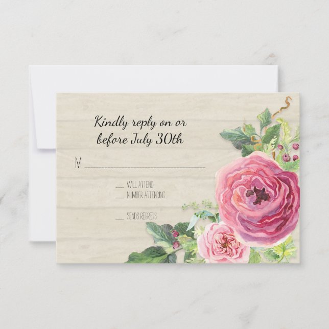 RSVP Peony Rose Rustic Country Farm Wood BOHO (Front)
