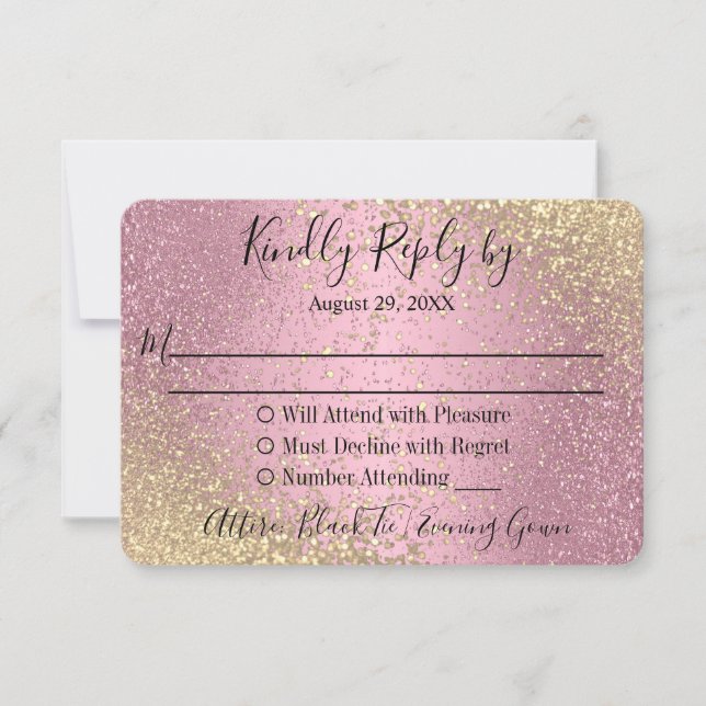 RSVP - Pink and Gold Glitter    (Front)