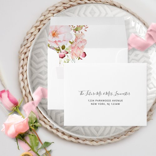 RSVP Pink Blush and Rose Gold Wedding Envelope