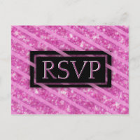 RSVP | Pink Glitter Label Invitation Postcard