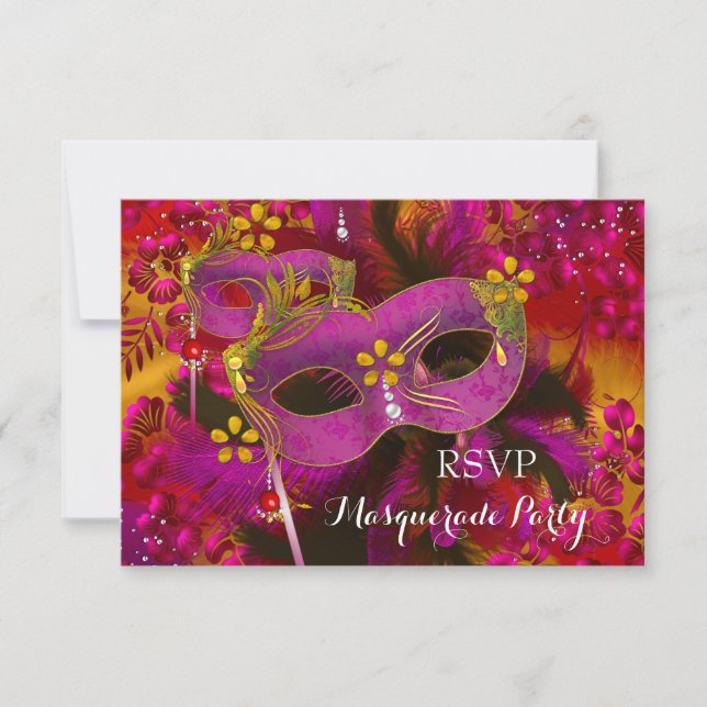 RSVP Pink Gold Floral Mask Masquerade Party (Front)