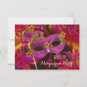 RSVP Pink Gold Floral Mask Masquerade Party