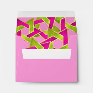 RSVP Pink Green Star of David Gold Envelope