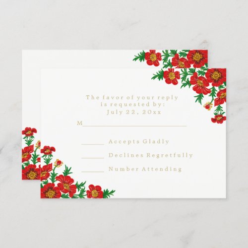 RSVP Poppy Red Flowers _ Wedding Invitation