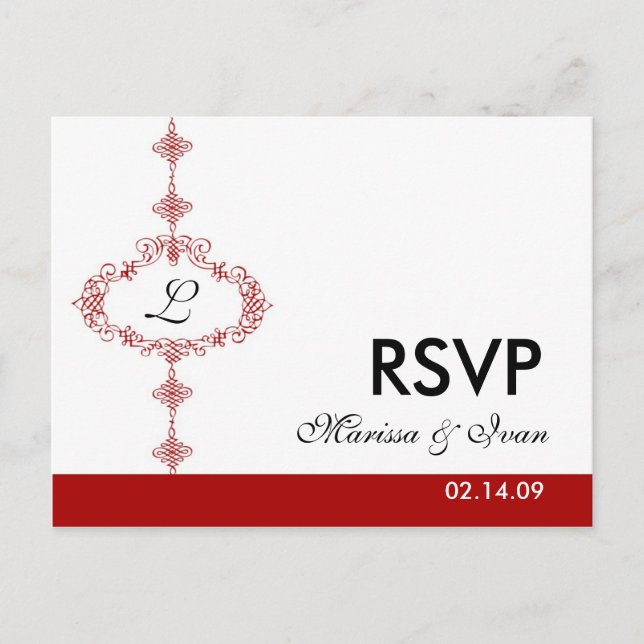 RSVP post card, Monogram Invitation Postcard (Front)