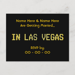 RSVP Postcard. Black & Yellow. Las Vegas Wedding. Invitation Postcard