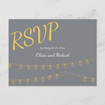 Rsvp Postcard For Wedding In Yellow And Gray by LangDesignShop at Zazzle