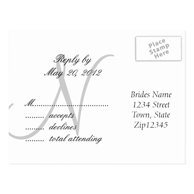 RSVP Postcard Wedding Monogram Names