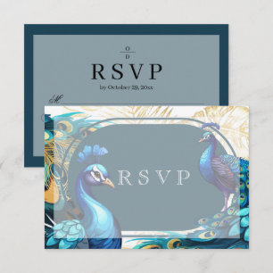 Rsvp Premium Peacocks Feathers Wedding Card
