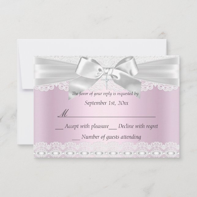 Rsvp Pretty Pink Lace Cross Baptism 3x5 Card (Front)