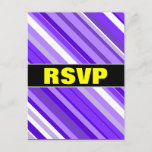 [ Thumbnail: "RSVP" + Purple and White Striped Pattern Postcard ]