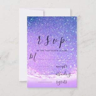 RSVP Purple Ocean Blue Waves Beach Wedding