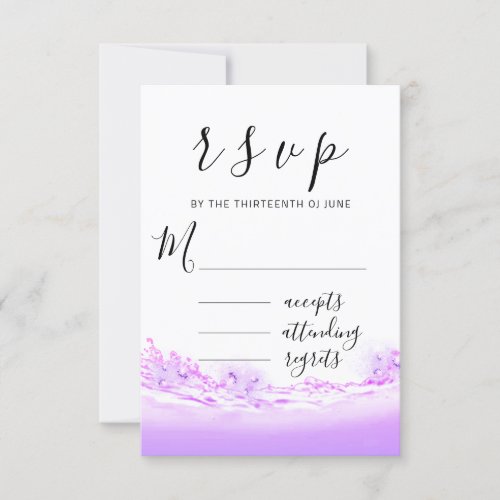 RSVP Purple Ocean White Waves Beach Wedding