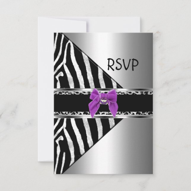 RSVP Purple Silver Black Zebra Leopard Card (Front)