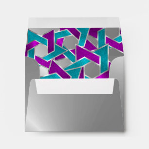 RSVP Purple Turquoise Star David Silver Envelope