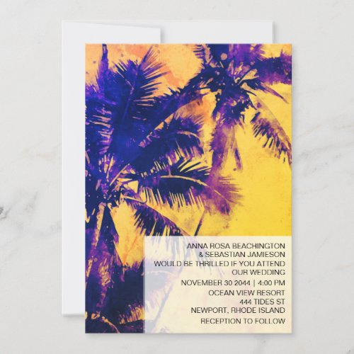  RSVP QR  AP13 Exotic PHOTO Palms Wedding Invitation