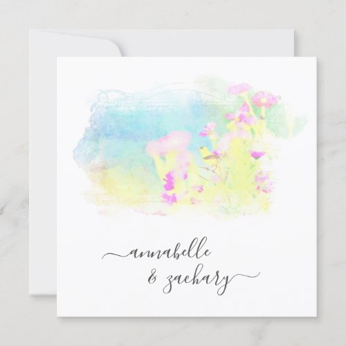 *~* RSVP QR AR15 Cherub Bird FLORAL Wedding Invitation