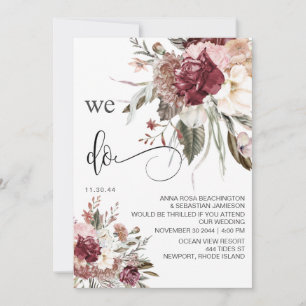 *~* RSVP QR AR15 Floral Burgundy Rose WEDDING Invitation
