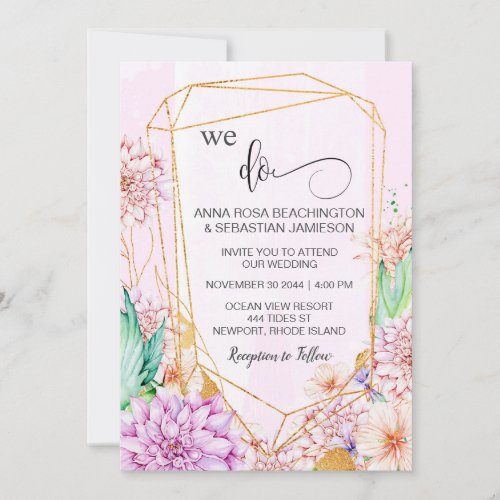  RSVP QR AR15 Floral WE DO  Geometric Wedding Invitation