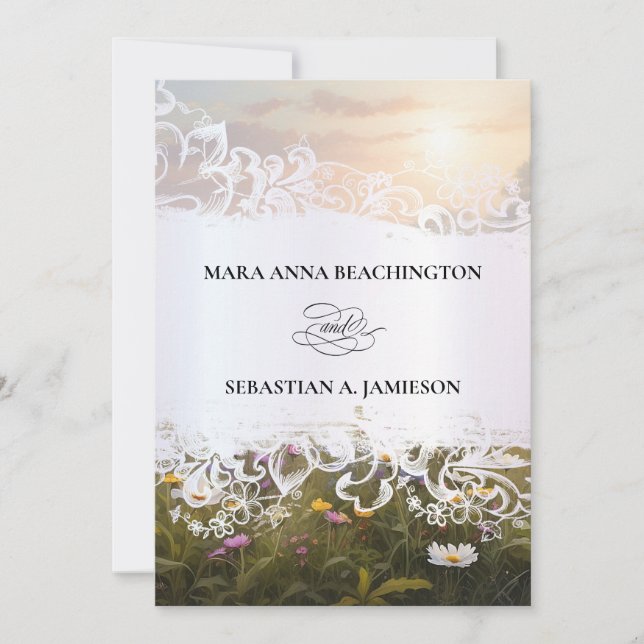 *~*  RSVP QR AR31 Misty Flowers Wedding Invitation (Front)