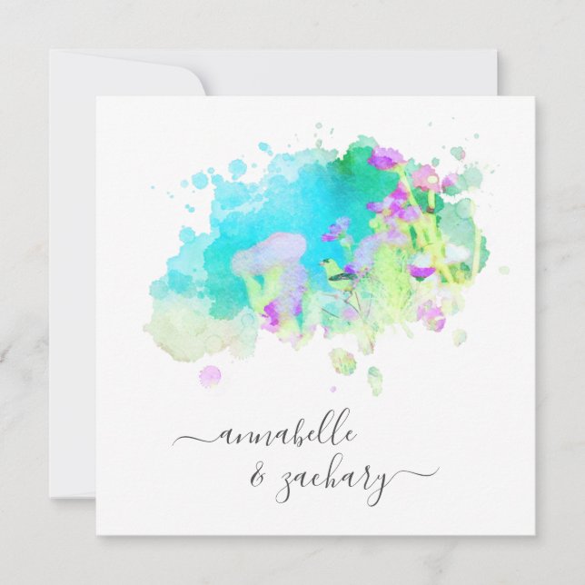 *~* RSVP QR  Cherub Bird AR15 FLORAL Wedding Invitation (Front)