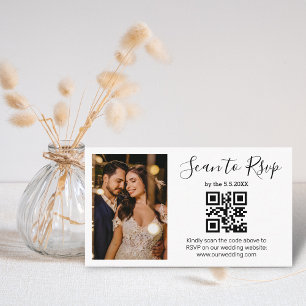 rsvp qr code minimalist chic wedding photo enclosure card
