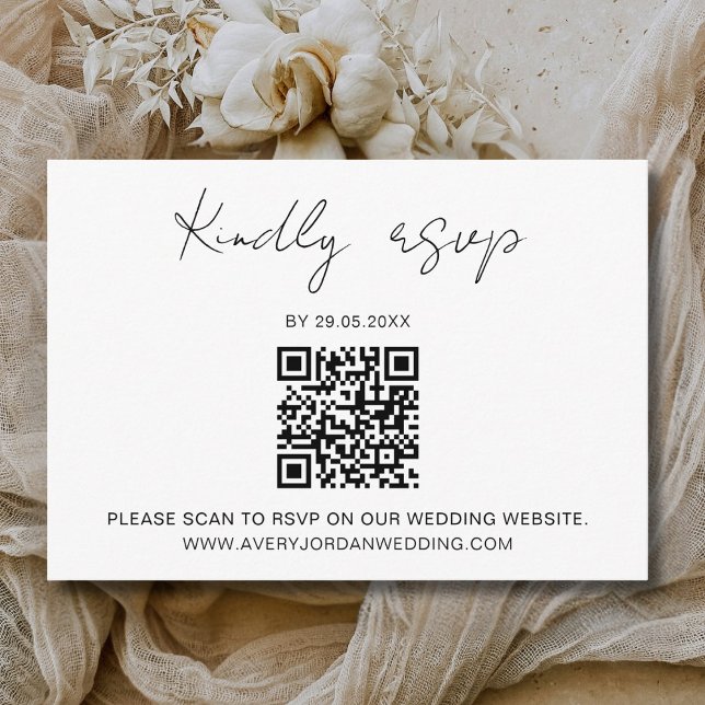 Rsvp Qr Code Minimalist Wedding Online Reply Enclosure Card (Creator Uploaded)